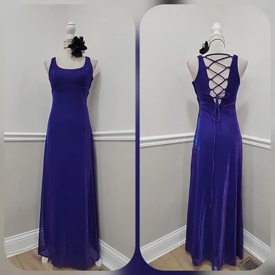 Vestido maxi vintage Y2K roxo slinky glitter tamanho vintage 5/6 de volta ao lar/promoção/formal  - Imagem 1 de 4