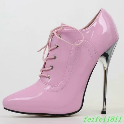 Sexy Mujeres Tacones Altos Punta en Punta Escenario Botines Con Cordones Fiesta Prendas para club nocturno Zapatos Foto 1 de 4