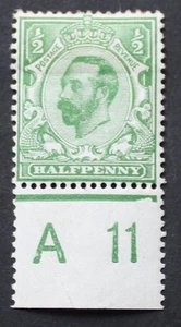 Großbritannien 1911 GV Downey Halfpenny Control A11 SG 321 postfrisch - Bild 1 von 1