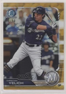 2019 Bowman Chrome Gold Refractor /50 Christian Yelich #63 - Image 1 of 2