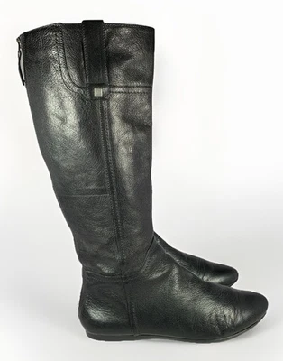 Botas planas altas de cuero negras con cremallera trasera Nine West sandía para mujer, talla 10 Foto 1 de 4