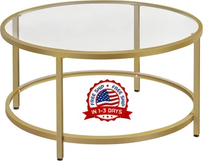 Mesa De Vidrio Cristal Centro Para Sala Modernas Mesas 1 Niveles Redondo Muebles - Image 1 of 4