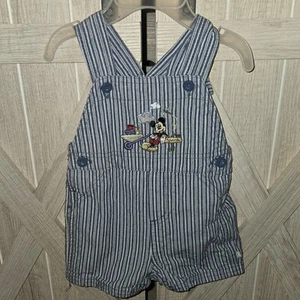 Disney Baby Mickey Mouse Embroidered Garden Short Bib Overalls 3-6 Months - Picture 1 of 9