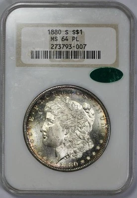 1880-S Morgan Silver $1 Dollar NGC MS 64 Proof Like CAC Approved Toned - Image 1 of 4