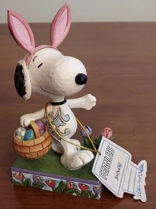 2015 JIM SHORE Peanuts Schulz FROHE OSTERN Snoopy HASENOHR Korb Eier FIGUR - Bild 1 von 3