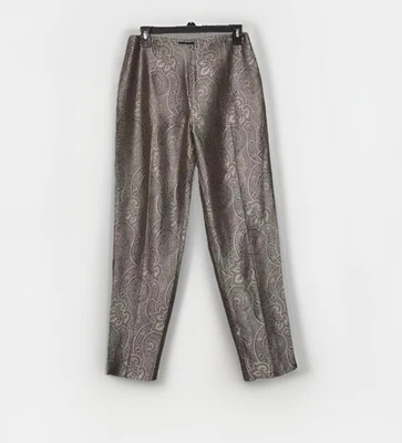 Ann Taylor Womens Vtg Slim Leg Pants Pewter Taupe Paisley Size 4 - Image 1 of 4