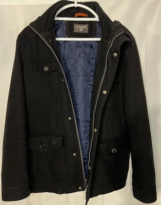 Dockers Men’s Wool Blend Military Field Jacket Black Size L 4 Pocket Y2K Style - Image 1 of 3