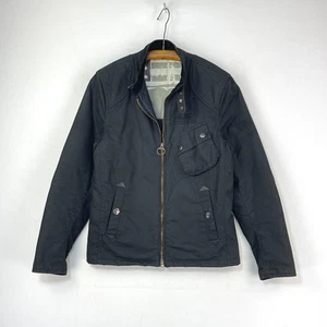 Barbour Steve McQueen Bonner Wax Jacket Mens Small Black Bomber Harrington Biker - Picture 1 of 20