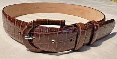 Cinturón de cuero italiano para mujer ANN TAYLOR marrón talla S patrón reptil Foto 1 de 4