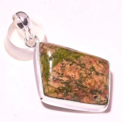 Unakite Gemstone Pendant Handmade Engagement Gift Unique Jewelry 2.1" i934 - Image 1 of 4