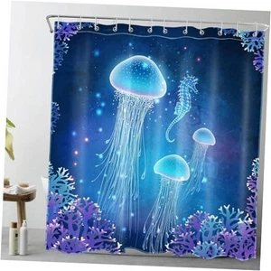 Nautical Jellyfish Shower Curtain Purple Coral 72"W x 72"L (Pack of 1) Blue - Picture 1 of 8