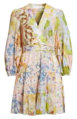 NWT Zimmermann Pop Mixed Floral Cotton Wrap Dress Size 1 AU/ 6US - Image 1 of 4