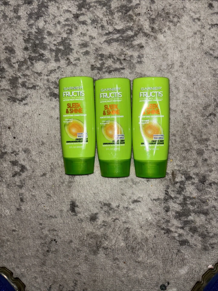 3 bottles Garnier CONDITIONER Fructis Sleek & Shine Fortifying TRAVEL SIZE 3 oz - Image 1 of 1