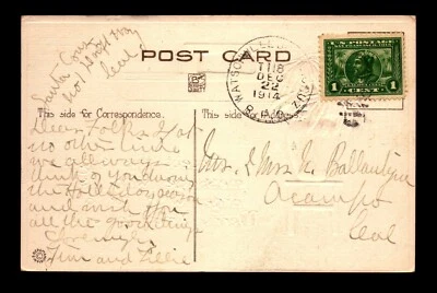 Tarjeta Watsonville JCT 1914 y Santa Cruz RPO - L23305 Foto 1 de 2