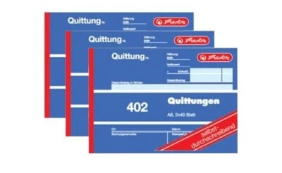 3x Herlitz 402 Quittungsblock A6 2x40 Blatt SD Quittungen selbstdurchschreibend  - Bild 1 von 2