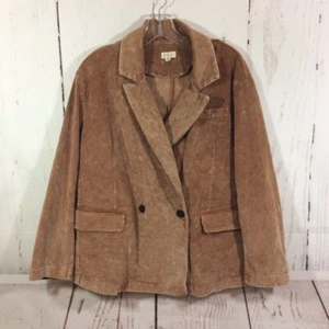 POL Corduroy Oversized Blazer Womens Size S Caramel Double Breasted Boho Jacket - Picture 1 of 13
