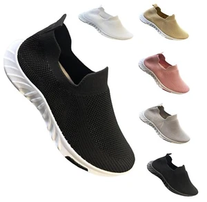 Ladies Womens Sock Trainers Sneakers Slip On Jogging Pumps Plimsole Shoes Size - Picture 1 of 13
