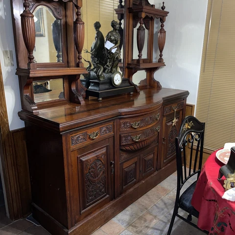 Antique gorgeous two piece sideboard with mirrors Cover