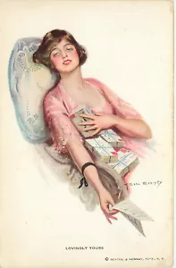 Postcard Woman With Lots Of Letters Lovingly Yours S/A Christy 229 - Picture 1 of 2