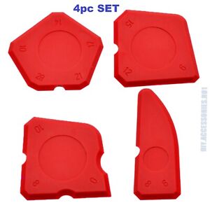 4pc set A Red Silicone Sealant Spreader Finish Kit Tool Caulk Tile Fugi Applica