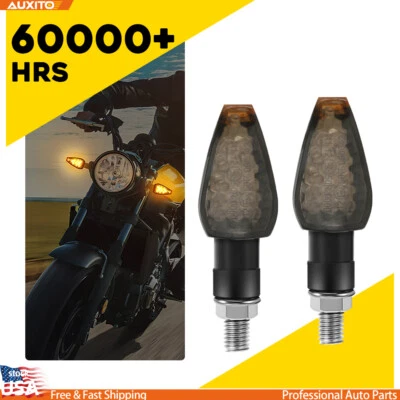 2X Amber Smoke Motorcycle LED Turn Signals Indicator Lights Front / Rear - Image 1 of 4