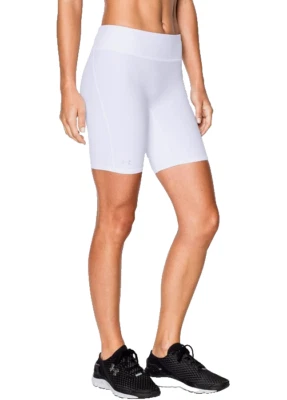 NEW! UNDER ARMOUR [XS] Women's HeatGear Run/Yoga/Gym Long Shorts-White 1236555 - Image 1 of 2