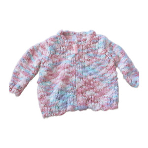 Cherokee Baby Girl Crocheted Knitted Jacket Sz 3M Pink Pastel Full Zip Coat