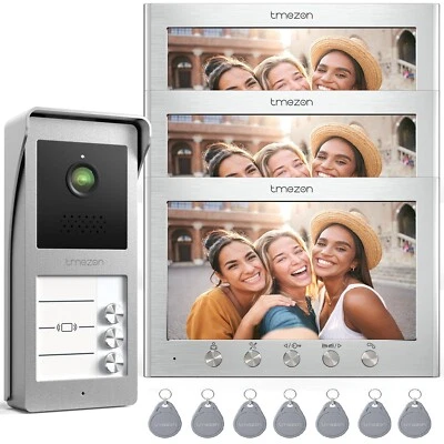 3 Familien 2-Draht Video Türsprechanlage Sprechanlage Türklingel 3x LCD Monitor - Bild 1 von 4