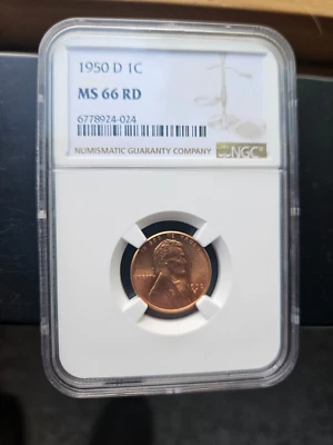 1950 D LINCOLN WHEAT CENT PENNY MS66 RD NGC - Image 1 of 4