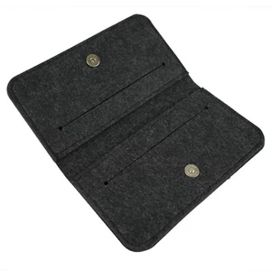Universal Felt Wallet Case w/ Magnetic Closure Fits Most Smartphones - Dark Gray - Picture 1 of 5