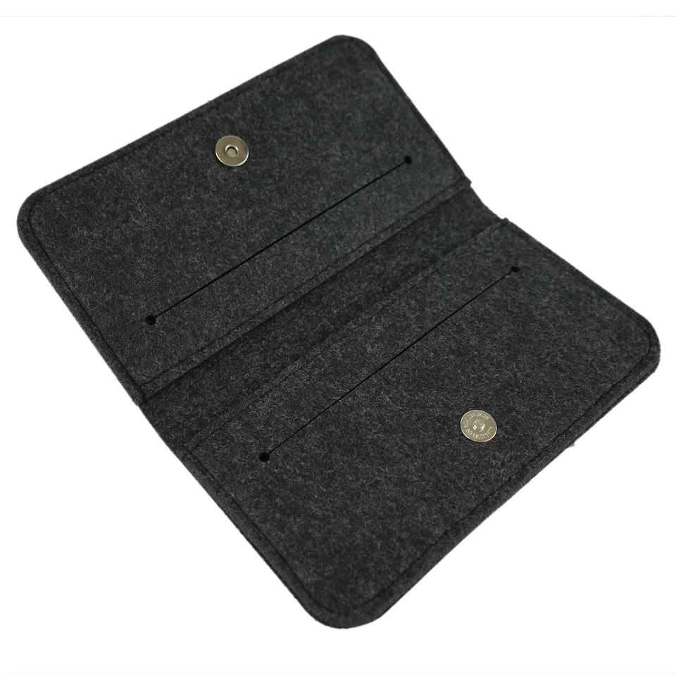 Universal Felt Wallet Case w/ Magnetic Closure Fits Most Smartphones - Dark Gray - Image 1 of 4