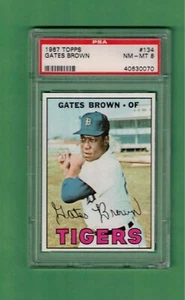 1967 Topps Tigers Gates Brown # 134 PSA 8 NM-MT Low Pop - Picture 1 of 1