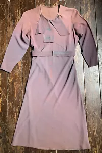 Vtg 30s Pink Blue Tie Dye Belted Crepe Fitted Fancy Original Dress Xs S 6 8 - Picture 1 of 12