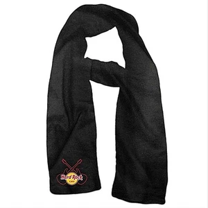 HARD ROCK CAFE BLACK SCARF DOUBLE GUITARS & CLASSIC LOGO 68” LONG X 7” WIDE - Picture 1 of 4