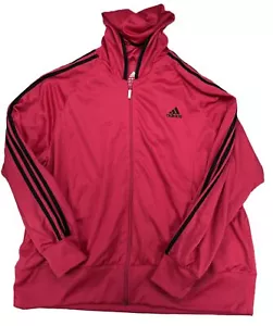 Adidas Y2K Damen Trainingsjacke mit durchgehendem Reißverschluss und Kapuze rot mit schwarzen Streifen Größe 2X - Bild 1 von 9