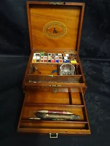 ANTIQUE REEVES & SONS ARTISTS WATERCOLOUR PAINT BOX - Picture 1 of 12