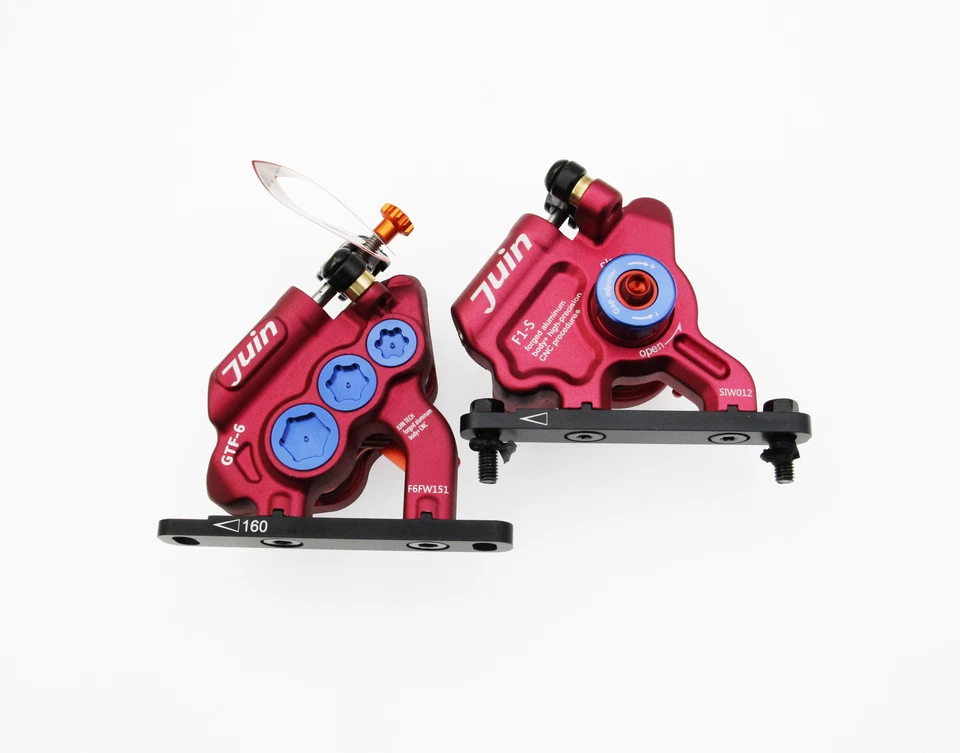 Juin Tech GTF6 Cyclocross Fahrrad 6-Kolben Hydraulischer Bremssattel Set Rot - Bild 1 von 4