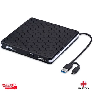 Cocopa BT686 External CD DVD Drive, Type-C USB 3.0 Slim Portable CD Reader | 936 - Picture 1 of 12