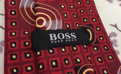 HUGO BOSS Mens Neck Tie 59” 100% Silk MOD ARTSY Made In Italy EUC - Imagem 1 de 4