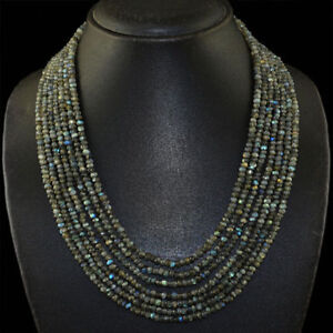 Genuine Blue Flash Labradorite necklace with 18 kt (750/1000) gold, length 50 cm