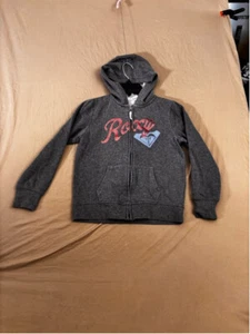 Girls Roxy Gray Full Zip Hoodie Size 10/12-M - Picture 1 of 11