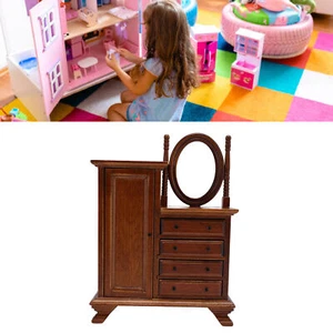 1:12 Scale Wooden Dollhouse Makeup Dressing Table With Mirror Mini Decor Hot - Picture 1 of 12
