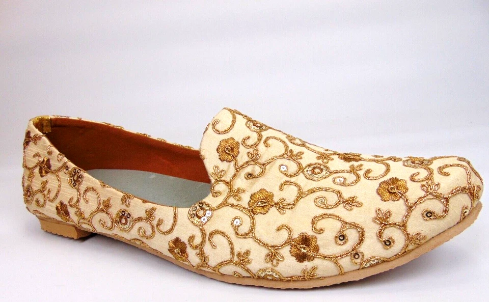 ¡NUEVO! Zapatos de Disfraz Para Hombre Accesorios Mocasín Sin Cordones Talla 11.0 M, Dorado Crema Foto 1 de 4