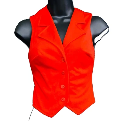 Chaleco rojo vintage de los años 70, camisa crop top sin mangas deadstock nuevo con etiquetas XS S Foto 1 de 4