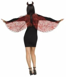 Halloween Devil 2 Pc Shiny Red Headband Horns & Wings Costume Accessory Kit - Picture 1 of 4