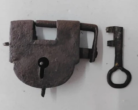 1800 Antique Vintage BRASS  PADLOCK WORKING Lock Old Rare Collectible BIG SIZE Cover