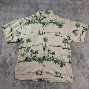 Tommy Bahama Hemd Herren Medium Beige Seide Schlaufenkragen Tropical Camp - Bild 1 von 9