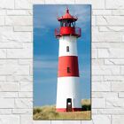 Glasbilder Wandbild Leuchtturm auf Dne strand gras Deutsches Meer 50x100