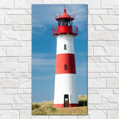 Glasbilder Wandbild Leuchtturm auf Düne strand gras Deutsches Meer 50x100 - Bild 1 von 4
