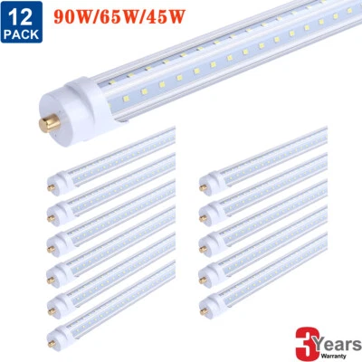 JOMITOP 12Pack 8 Foot LED Shop Light 90W 65W 45W 8' LED Tube light 8FT T8 FA8 Single Pin